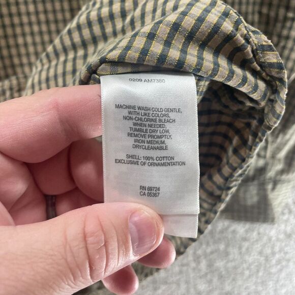 Columbia Shirt Adult Large Gren Tan Plaid Long Sleeve Button Up Hiking Mens Logo - Picture 8 of 10